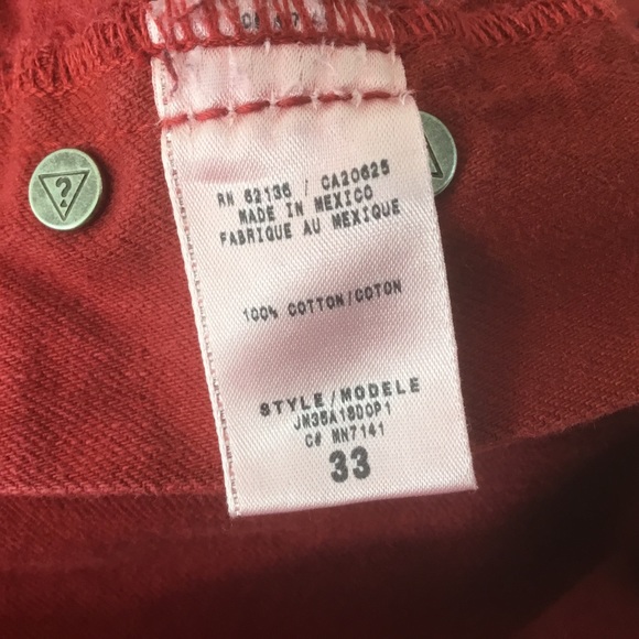 Guess | Men’s jeans, size 33, straight cut, red, 100% cotton. Great cond… - Picture 5 of 5